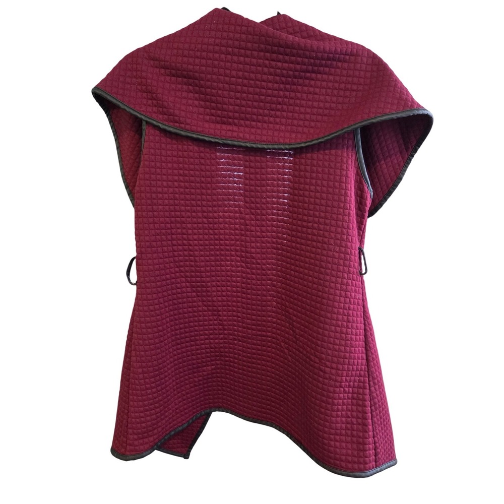 Roma Concept Quilted Shawl Collar Vest Burgundy‎ Open Front Women's Size L - Picture 5 of 9